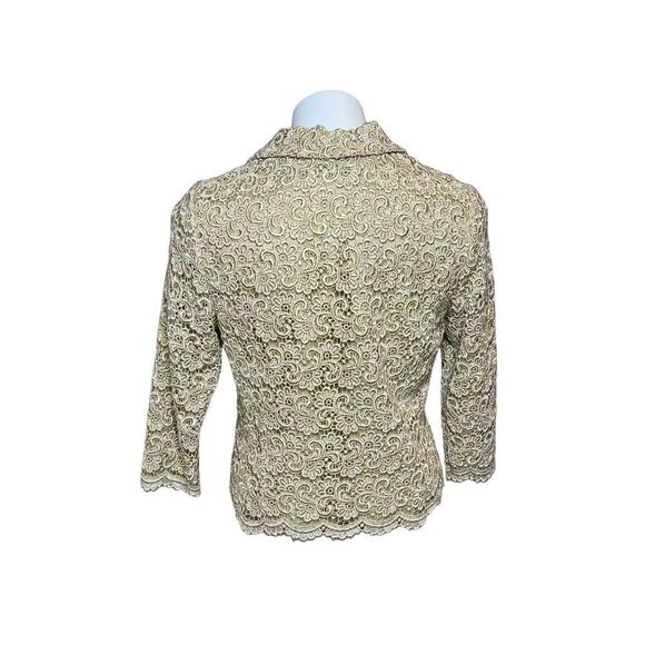 Talbots vintage metallic gold lace overlay evening jacket size 4 - Picture 4 of 16